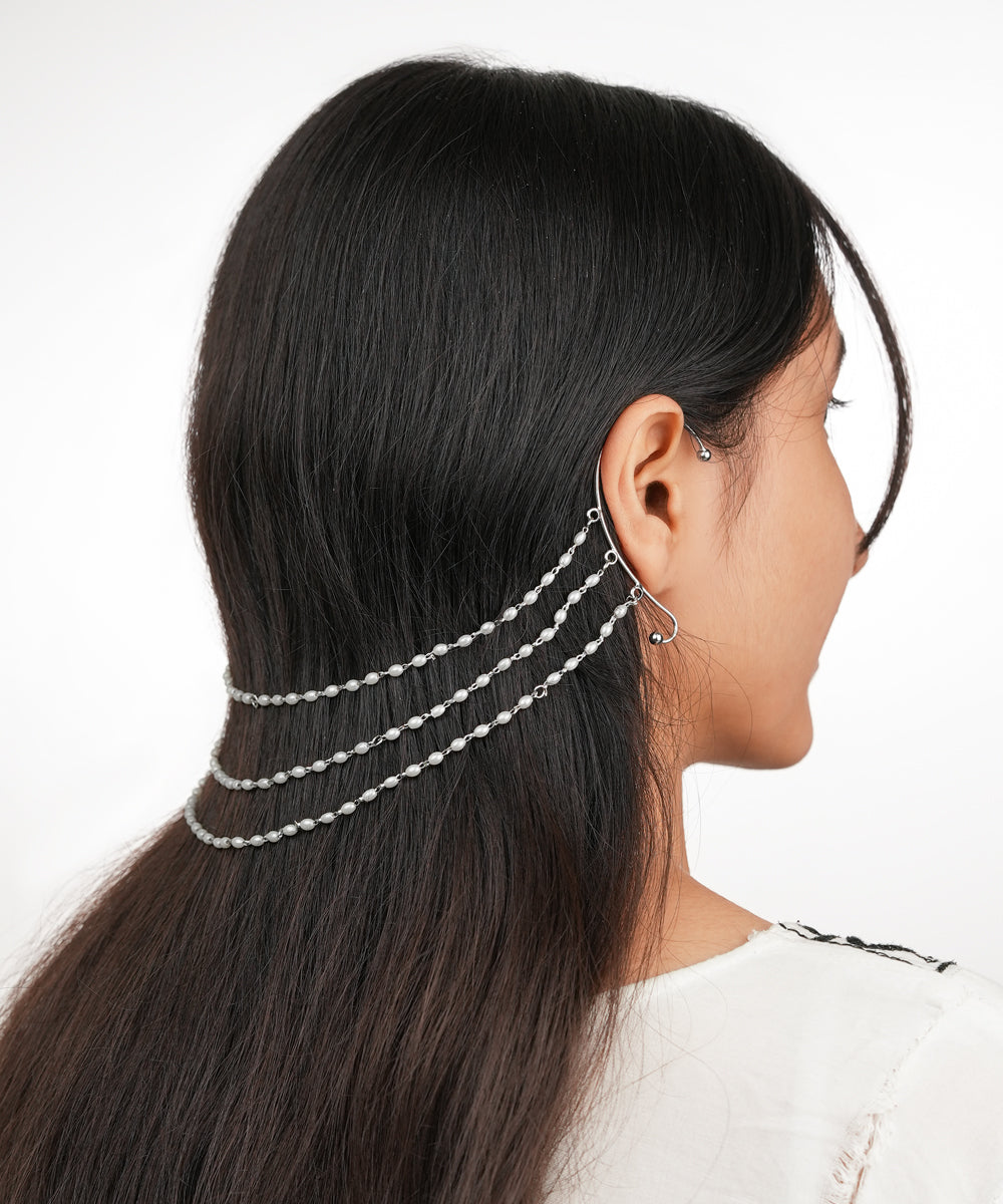 Delicate Strands Ear Cuff Hair Chain | STYLIKA