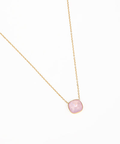 Minimalist pendant necklace with turquoise-colored square charm