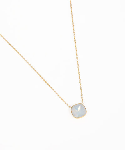 Simple gold chain necklace with modern turquoise pendant