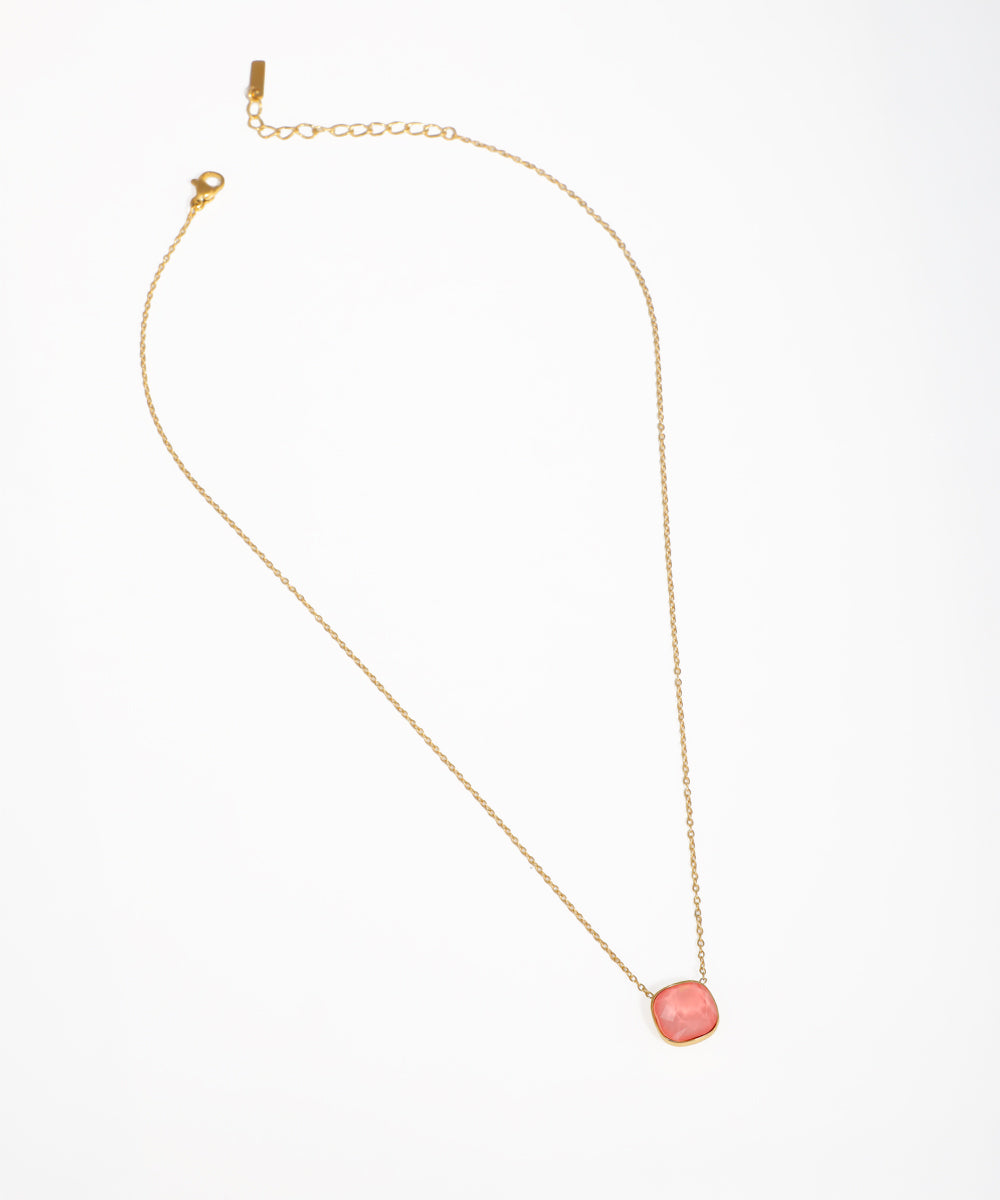 Gold square pendant necklace