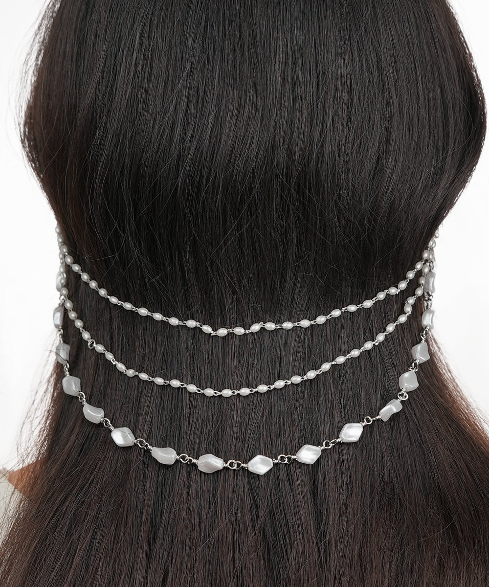 Layered Beads Ear Cuff Hair Chain | STYLIKA