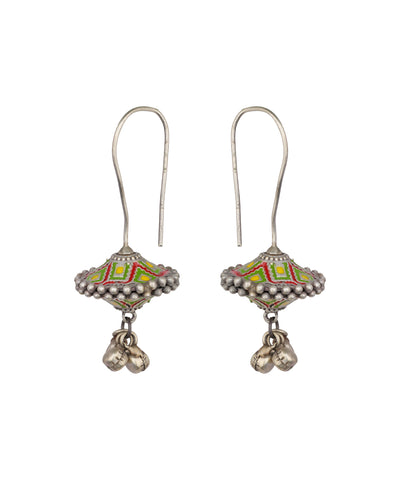 Enamel Detail Bell Drop Ox Earrings | Stylika