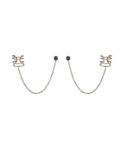 Chain Connected Ear Cuff and Stud Earrings Set | Stylika