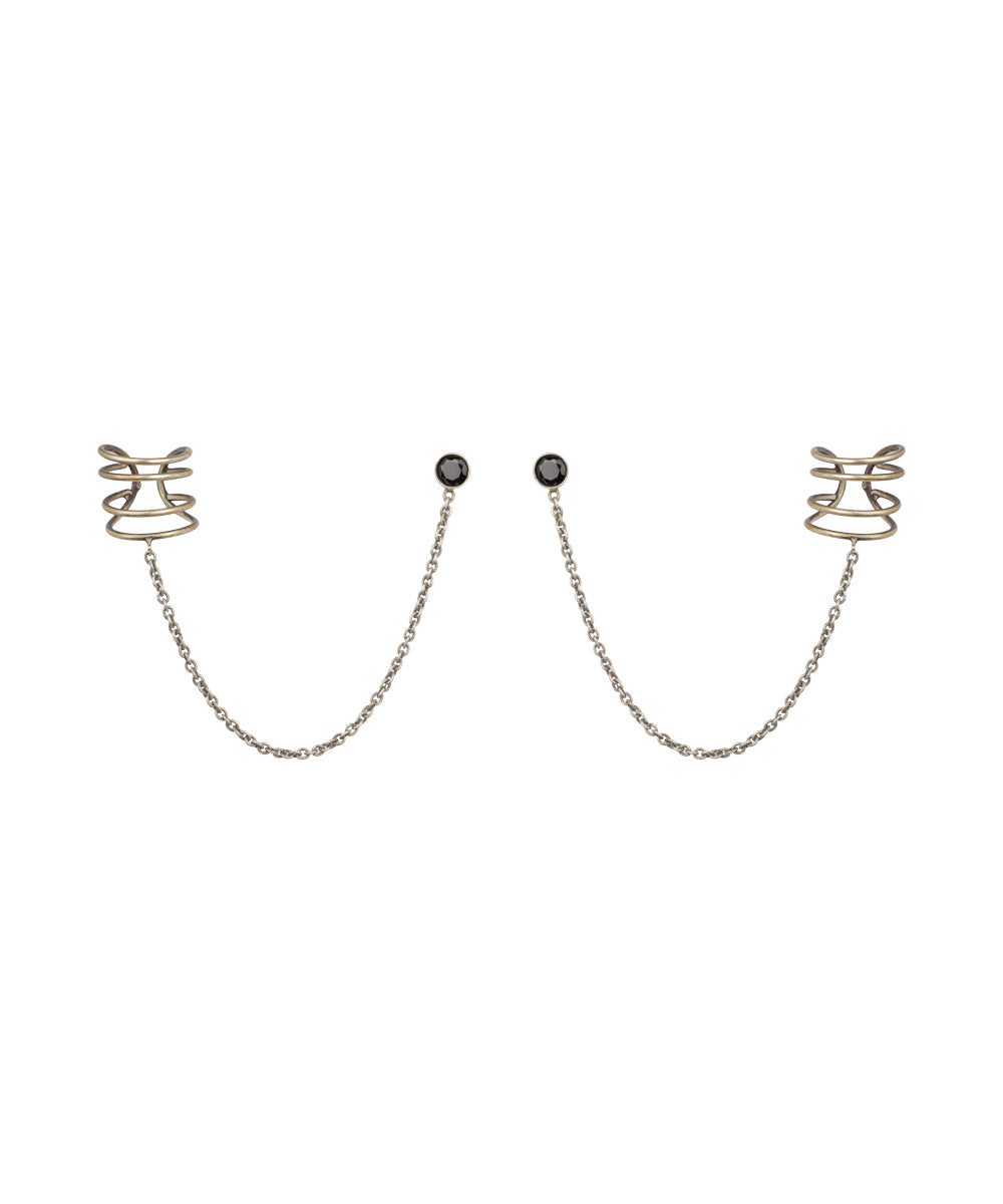Chain Connected Ear Cuff and Stud Earrings Set | Stylika