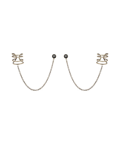 Chain Connected Ear Cuff and Stud Earrings Set | Stylika