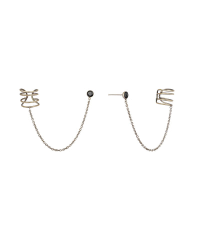 Chain Connected Ear Cuff and Stud Earrings Set | Stylika
