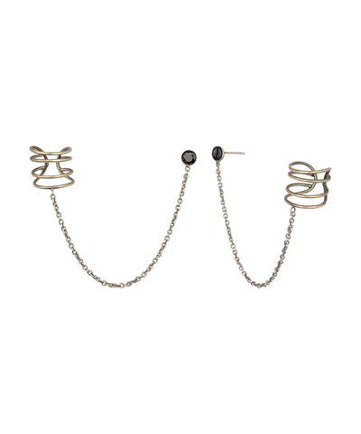 Chain Connected Ear Cuff and Stud Earrings Set | Stylika