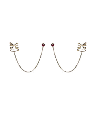 Chain Connected Ear Cuff and Stud Earrings Set | Stylika