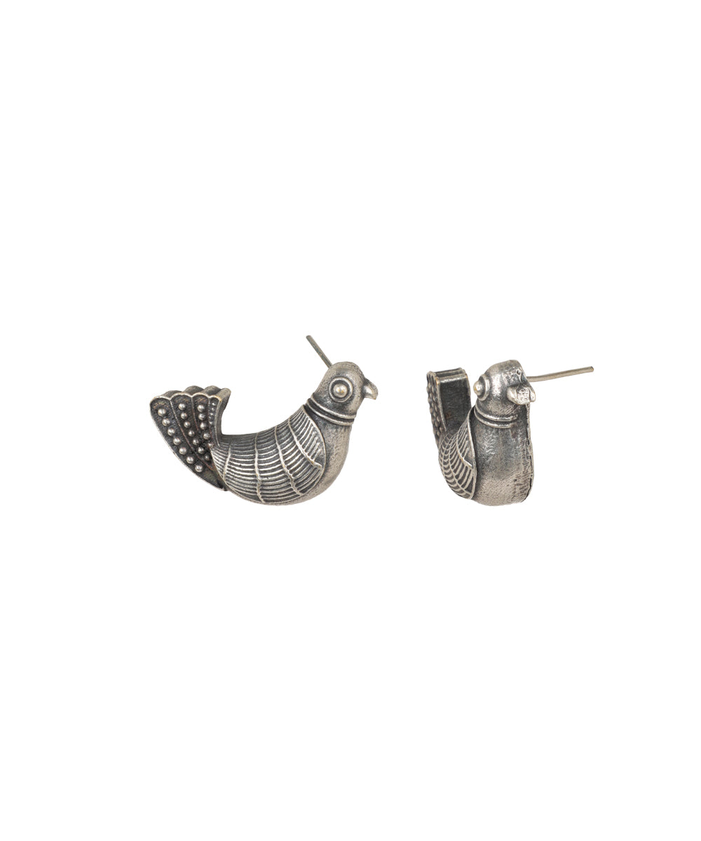 Minimalist Bird Oxidized Finish Stud Earrings | Stylika