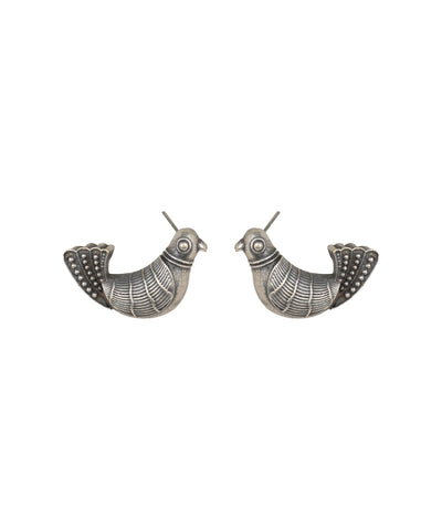 Minimalist Bird Oxidized Finish Stud Earrings | Stylika