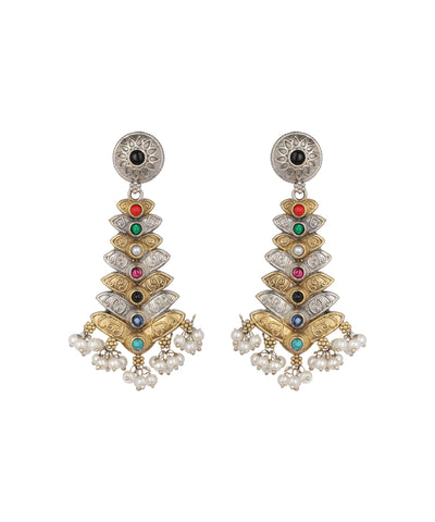 Multicolor Tiered Ethnic Drop Earrings | Stylika