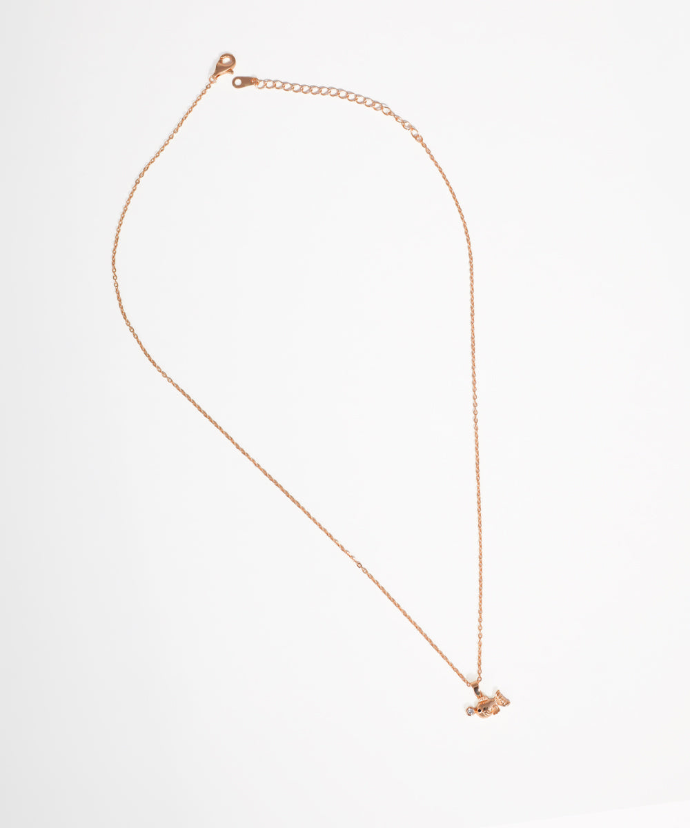 Gold fish charm necklace with delicate fine chain design