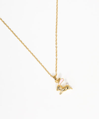 Delicate rabbit charm pendant necklace with fine gold-tone chain