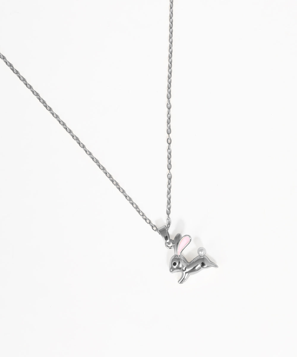 Fine chain necklace with polished bunny charm pendant