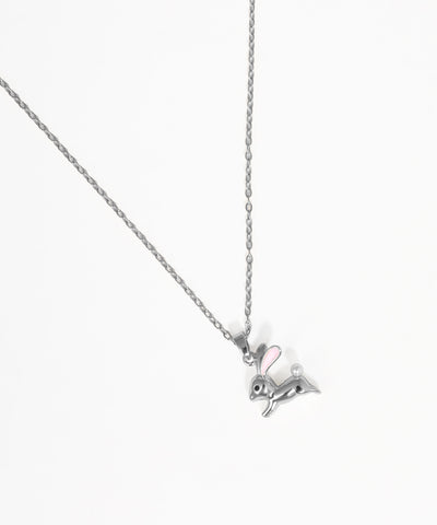 Fine chain necklace with polished bunny charm pendant