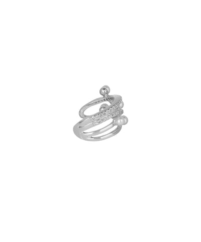 Crisscross Pearl and Crystal Detail Ear Cuff | Stylika