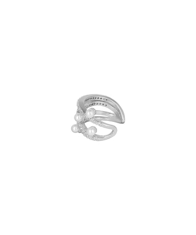 Crisscross Pearl and Crystal Detail Ear Cuff | Stylika