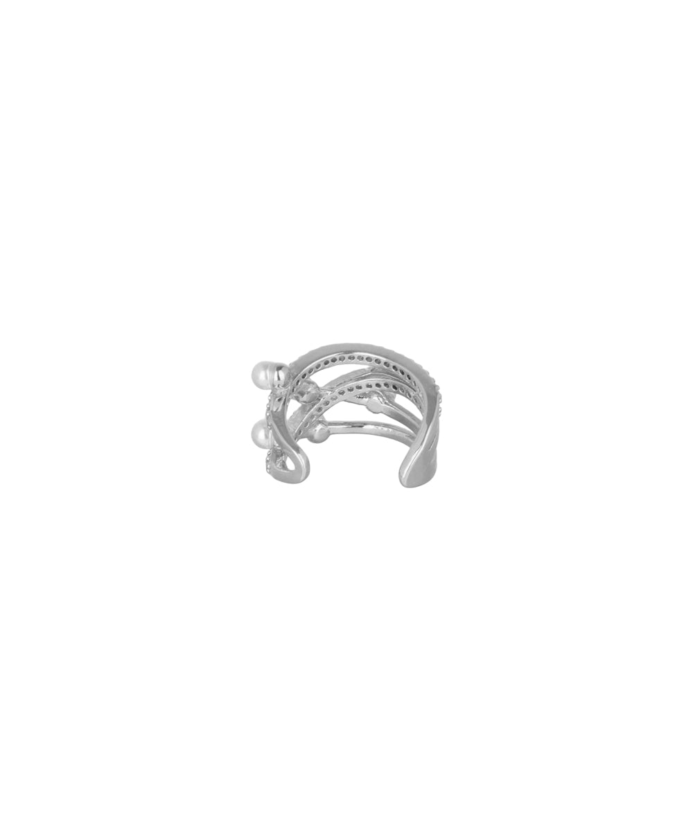 Crisscross Pearl and Crystal Detail Ear Cuff | Stylika