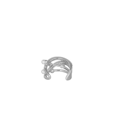 Crisscross Pearl and Crystal Detail Ear Cuff | Stylika