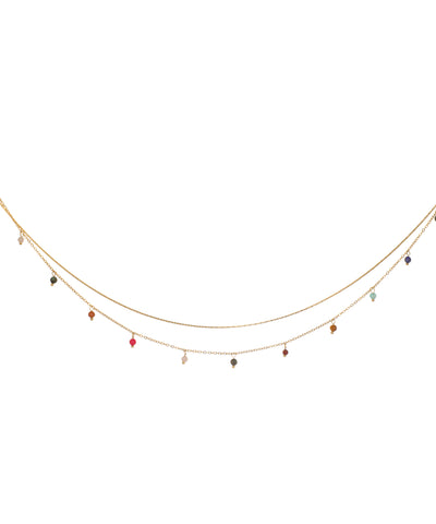 Delicate Layered Waist Chain with Colorful Drops | Stylika