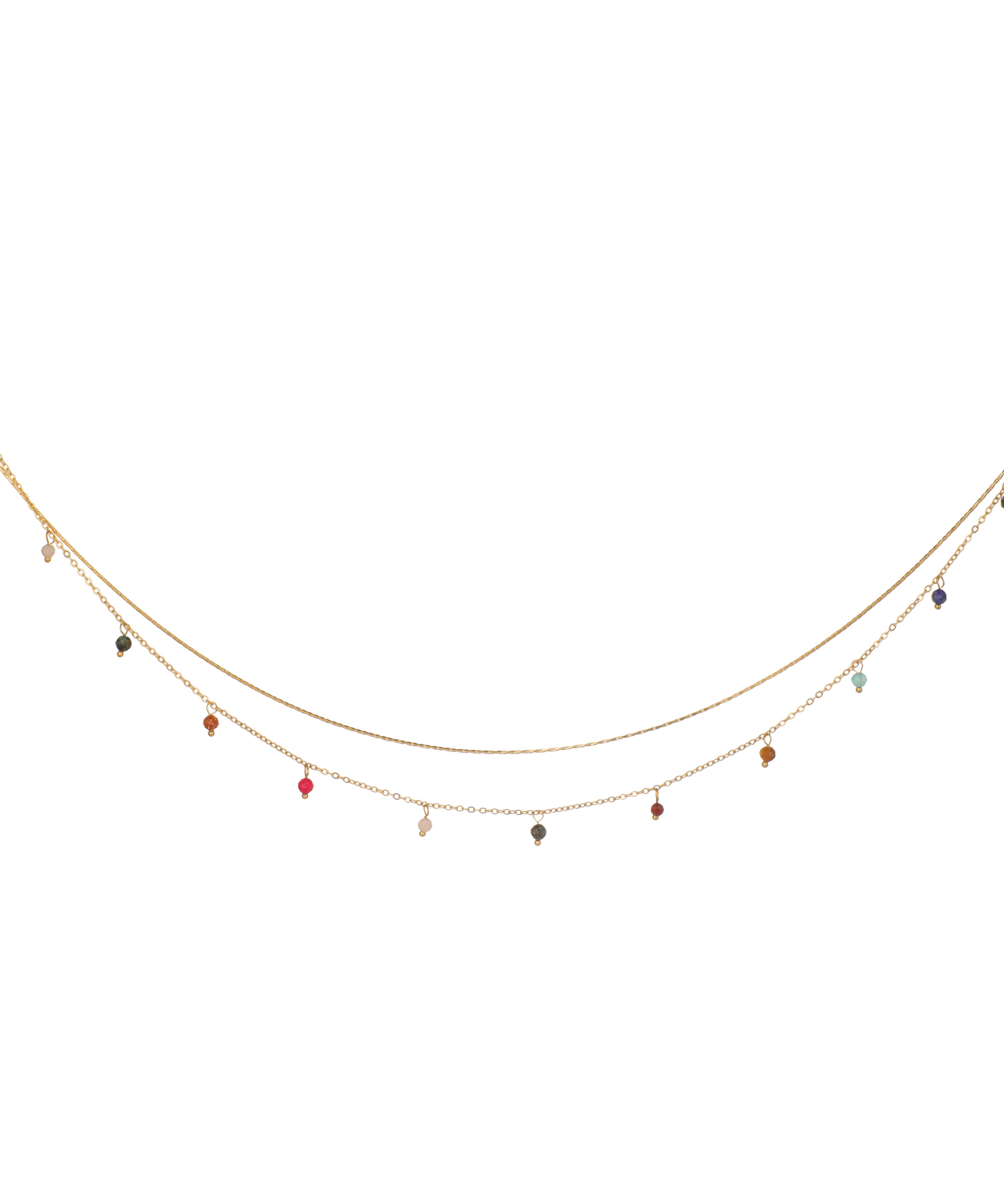 Delicate Layered Waist Chain with Colorful Drops | Stylika