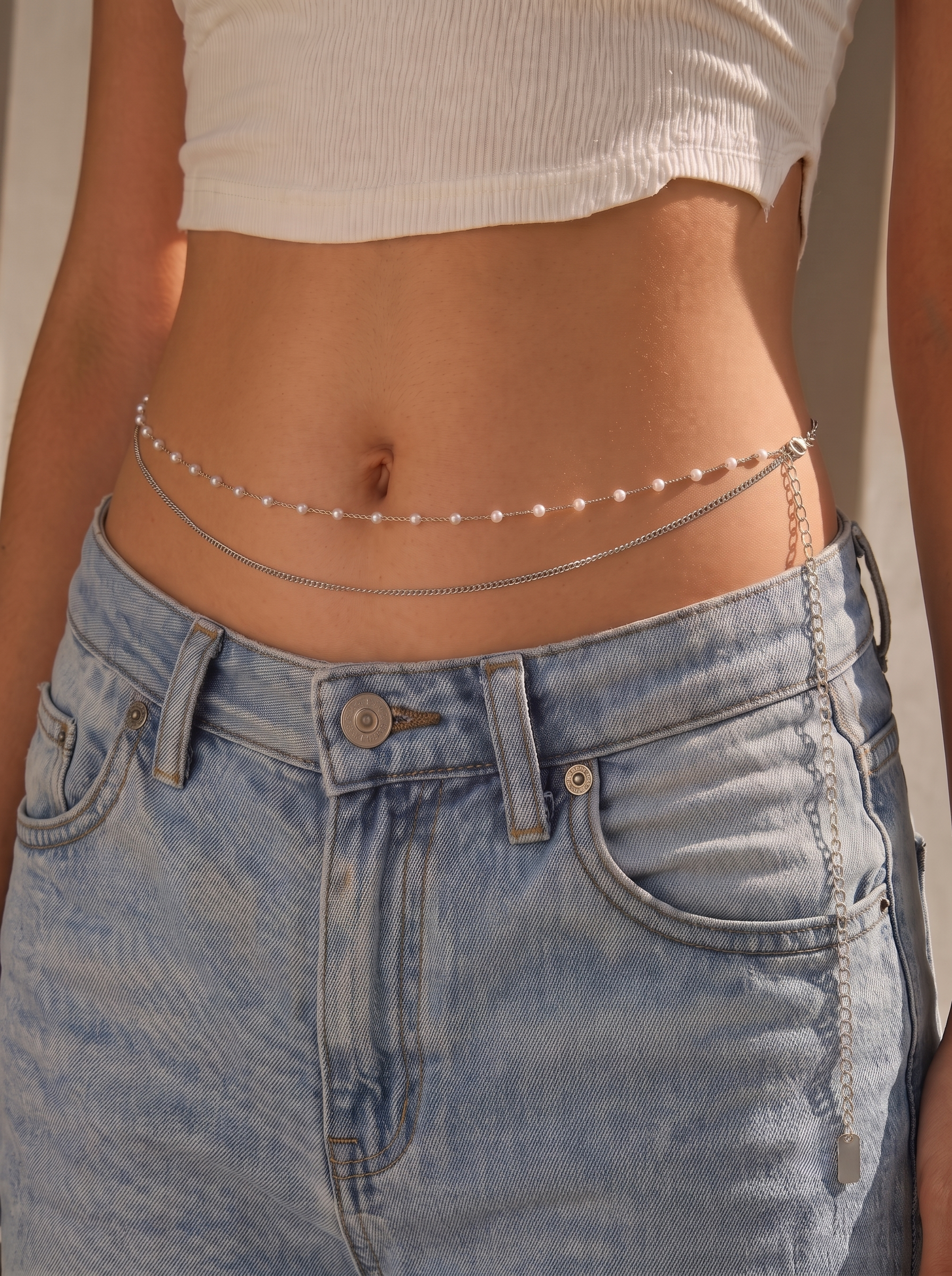 Minimal Layered Waist Chain with Beaded Detail | Stylika