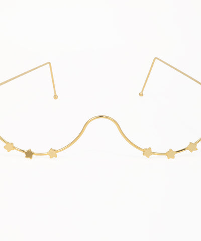 Contemporary open-wire facelet with polished gold star embellishments