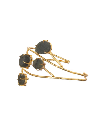Organic Multi Stone Wrap Open Cuff Bracelet | Stylika