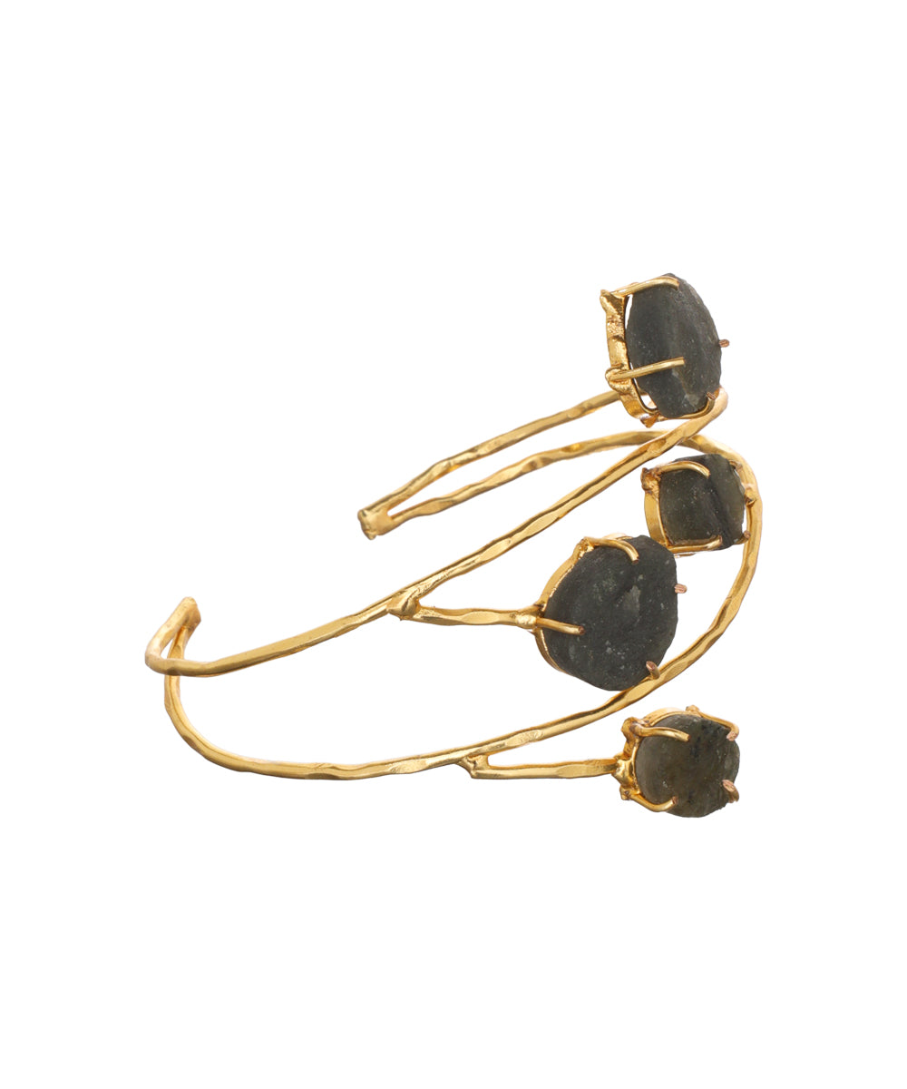 Organic Multi Stone Wrap Open Cuff Bracelet | Stylika