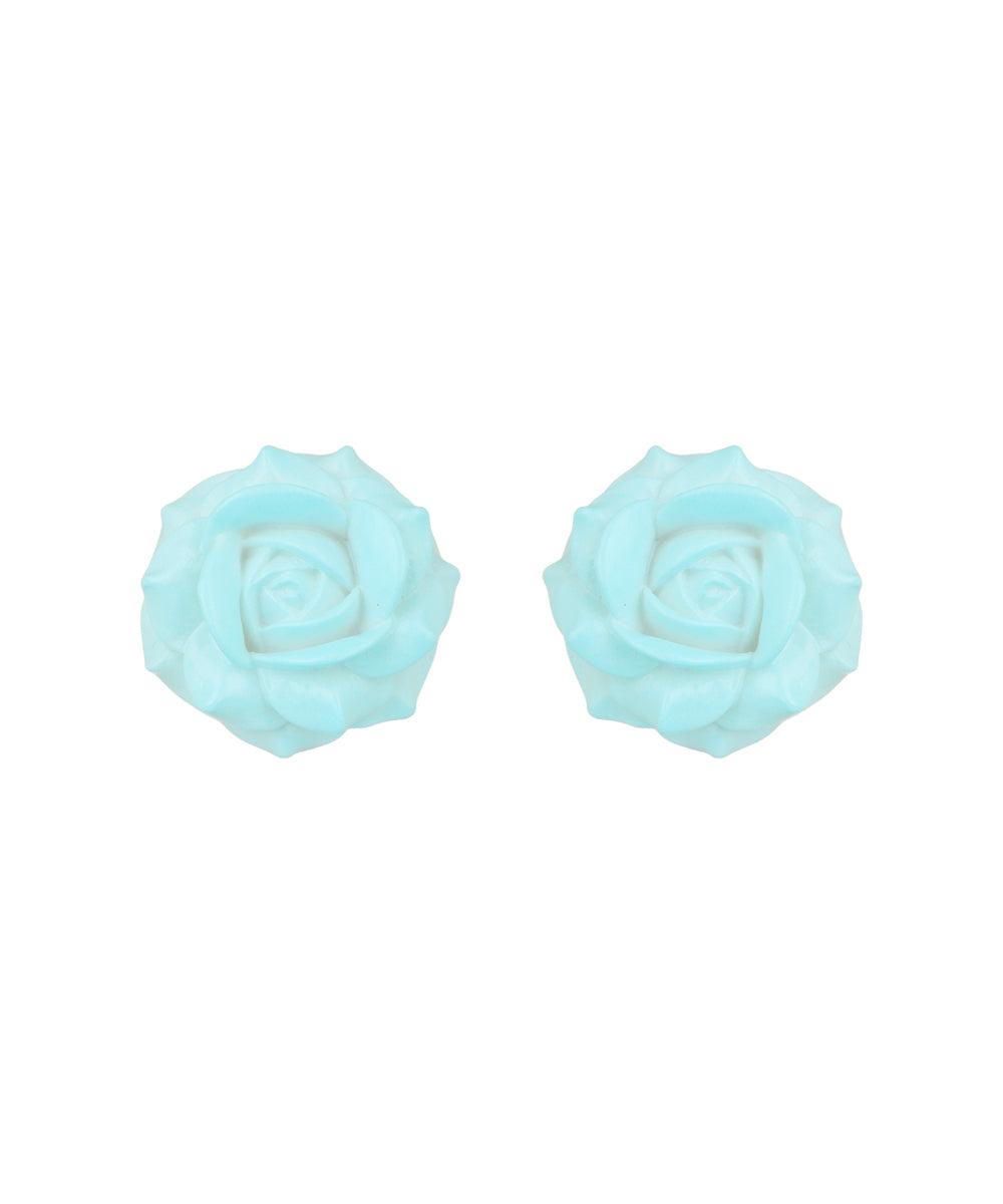 Powder Blue Rose Stud Earrings | Stylika