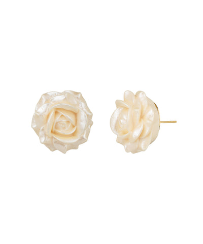 Pearl Ivory Rose Stud Earrings | Stylika