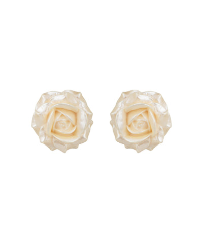 Pearl Ivory Rose Stud Earrings | Stylika