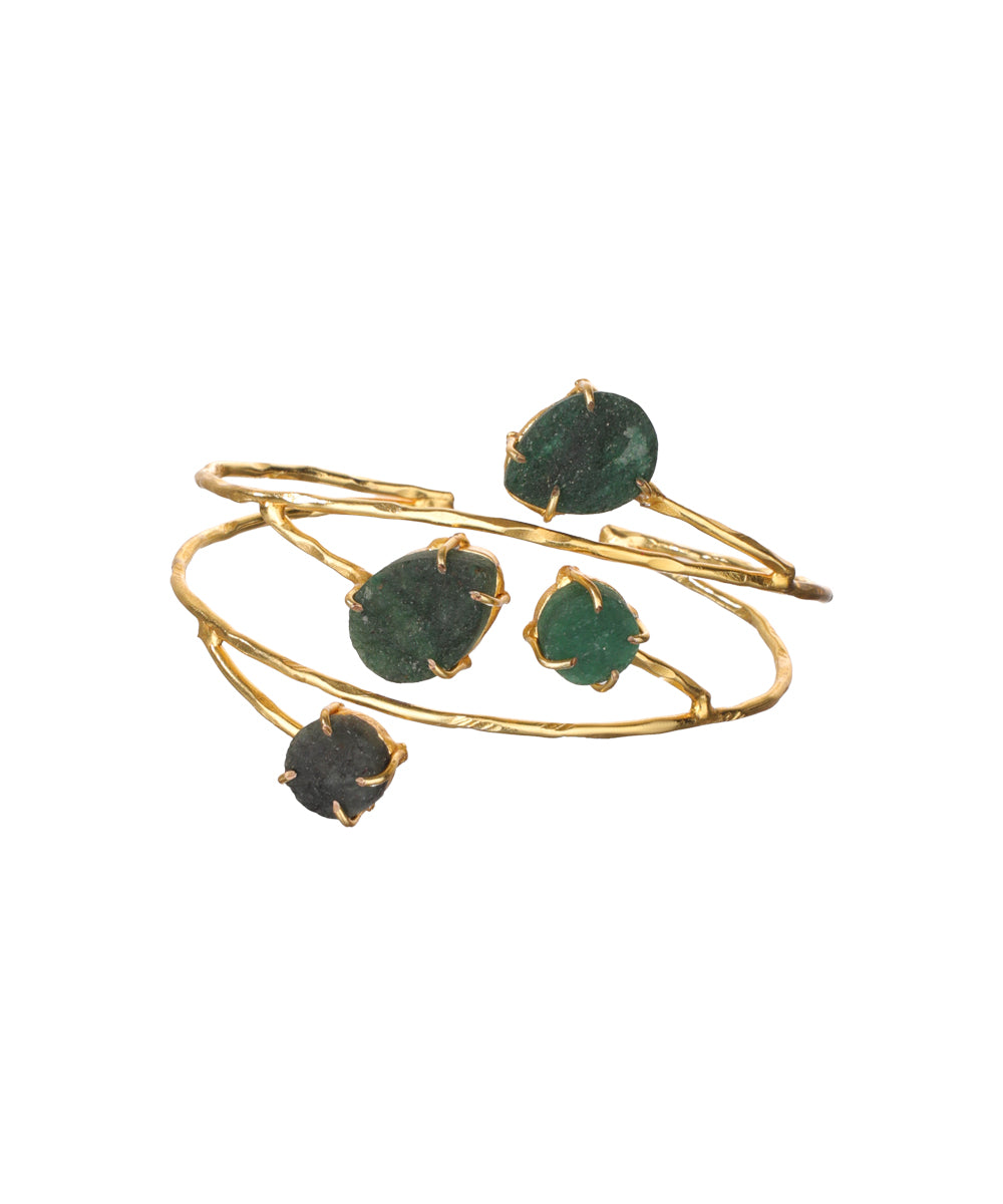 Organic Multi Stone Wrap Open Cuff Bracelet | Stylika