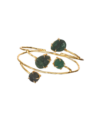 Organic Multi Stone Wrap Open Cuff Bracelet | Stylika