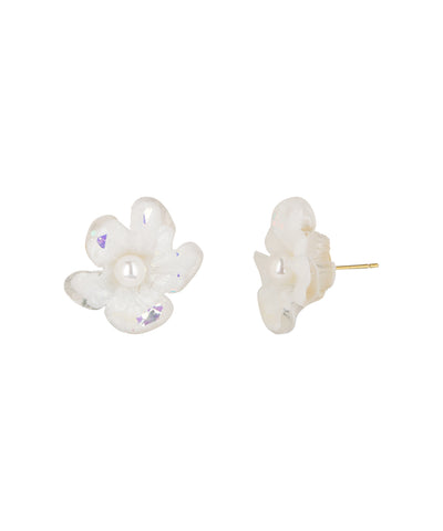 Iridescent Pearl Flower Stud Earrings | Stylika