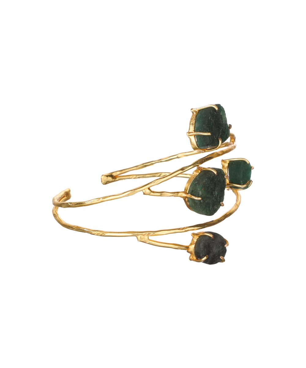 Organic Multi Stone Wrap Open Cuff Bracelet | Stylika