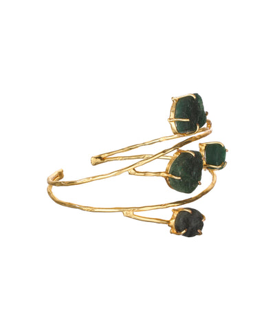 Organic Multi Stone Wrap Open Cuff Bracelet | Stylika