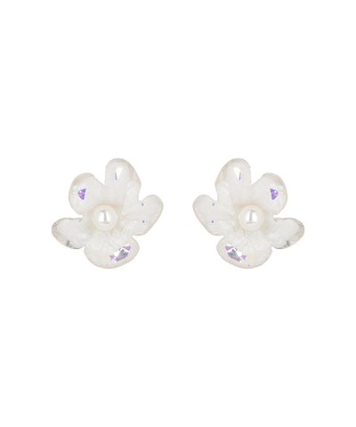 Iridescent Pearl Flower Stud Earrings | Stylika