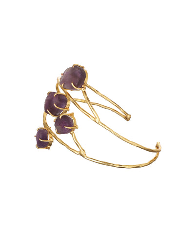 Organic Multi Stone Wrap Open Cuff Bracelet | Stylika