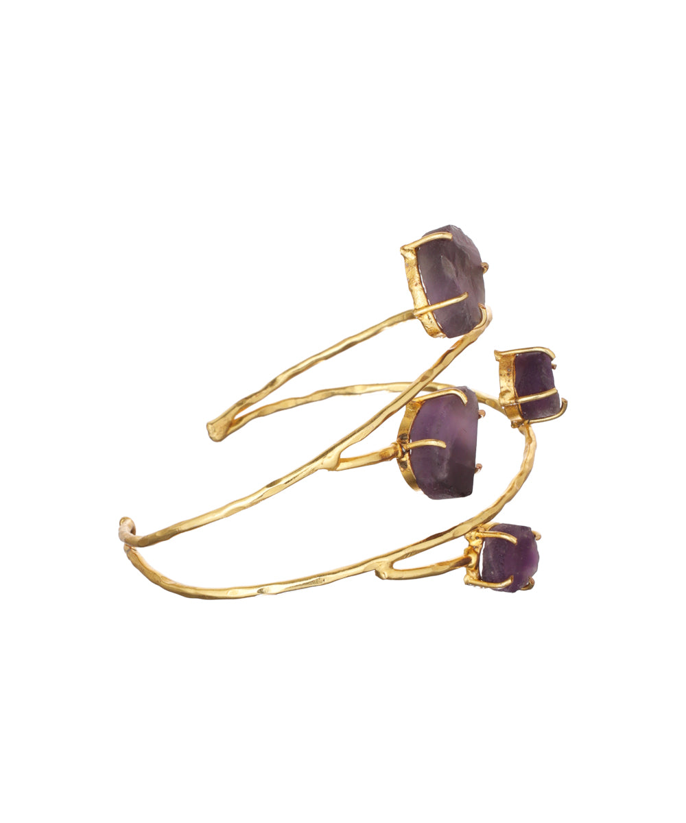 Organic Multi Stone Wrap Open Cuff Bracelet | Stylika