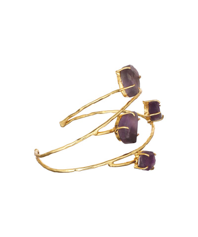 Organic Multi Stone Wrap Open Cuff Bracelet | Stylika