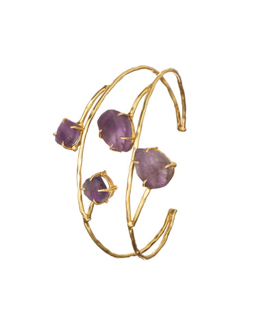 Organic Multi Stone Wrap Open Cuff Bracelet | Stylika