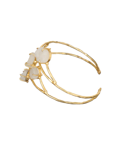 Organic Multi Stone Wrap Open Cuff Bracelet | Stylika