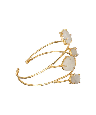 Organic Multi Stone Wrap Open Cuff Bracelet | Stylika