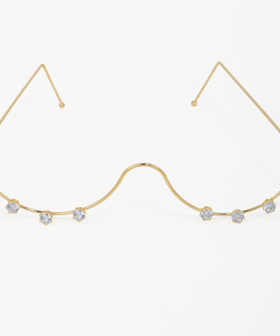 Modern wavy facelet with butterfly accents and clear crystal embellishments
