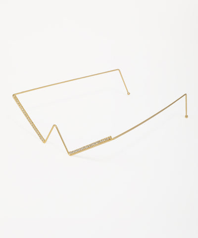 Statement geometric facelet featuring crystal-encrusted accents