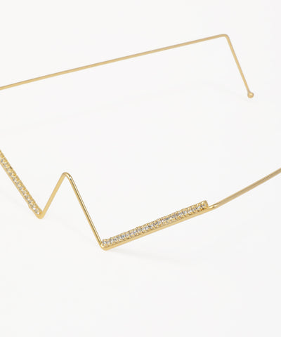 Fashion facelet with geometric zig-zag design and crystal accents