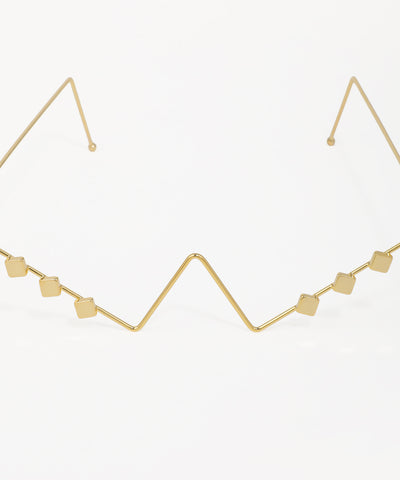 Open-frame gold with angular zig-zag design and square beads