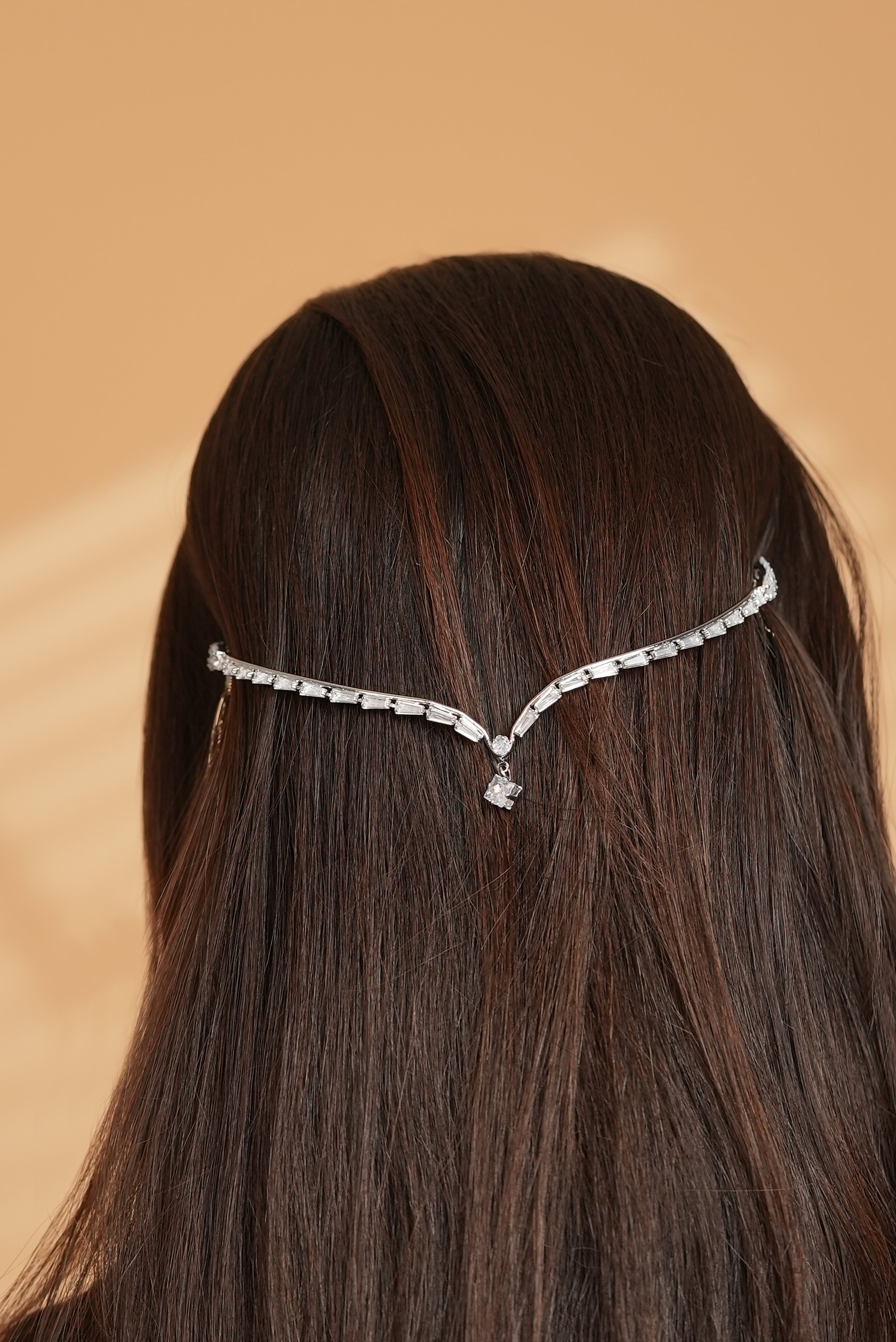 Dainty V-Shape Tiara Headpiece with Clear Baguettes | Stylika