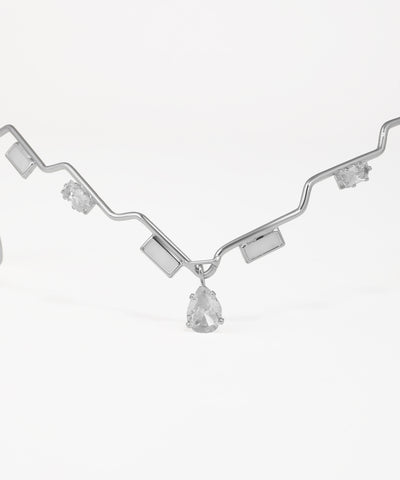 Crystal bridal crown featuring geometric curves and sparkling details